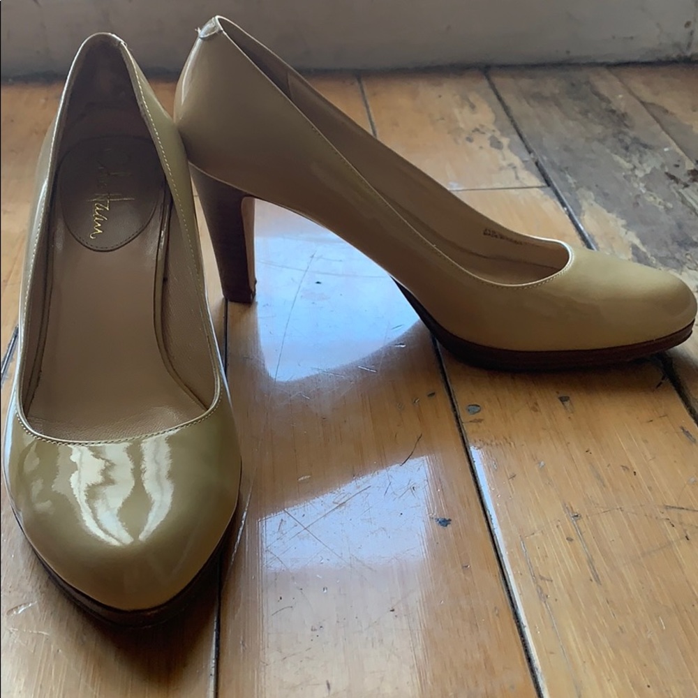 Cole Hana nude pumps wooden heel 3 inch heel 7B